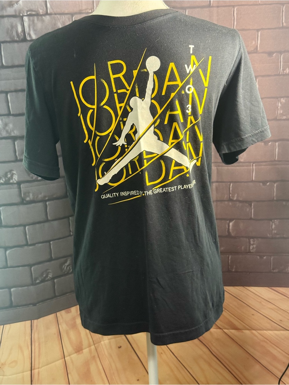 Jordan Black T-Shirt with Yellow and White Jumpman Graphic